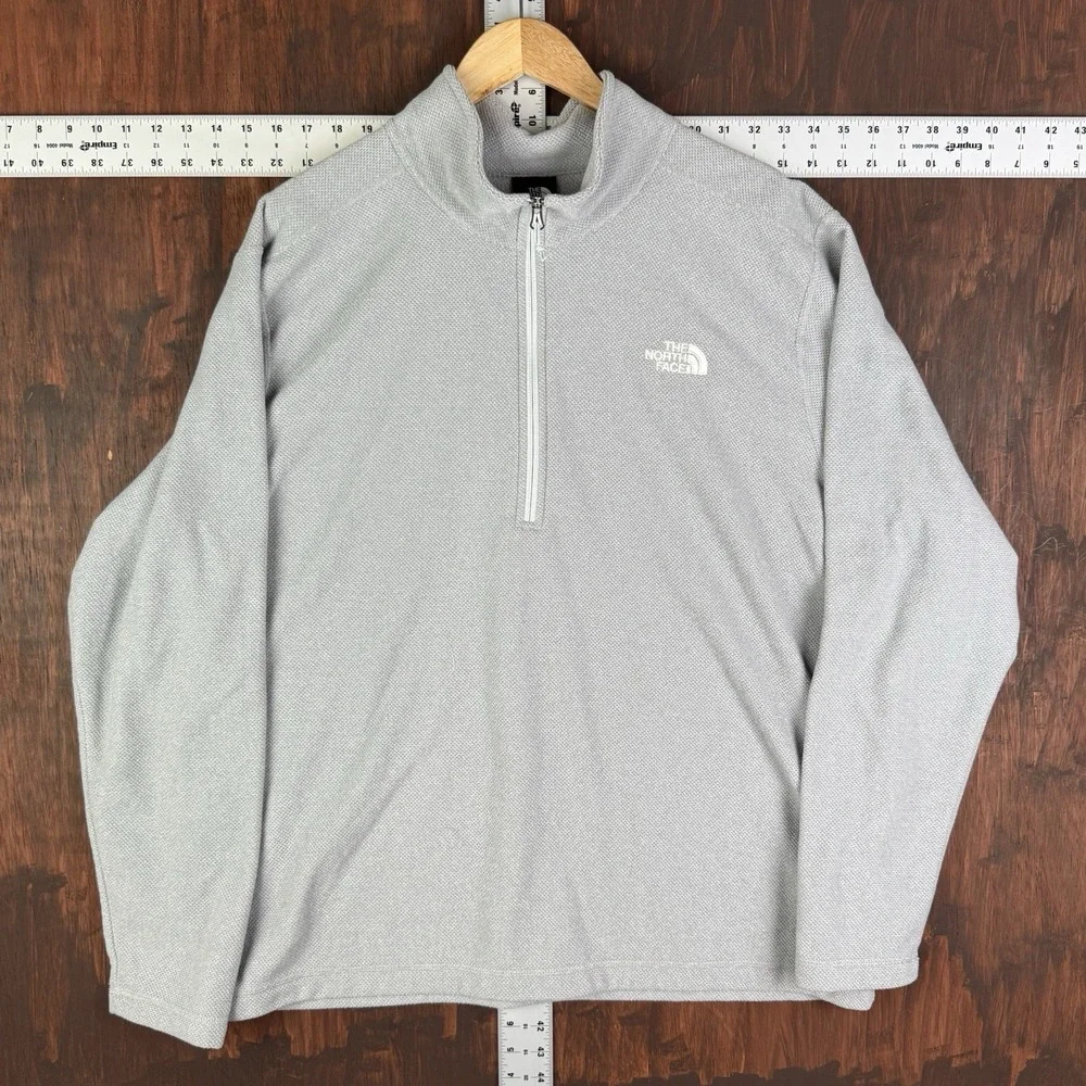 THE NORTH FACE Textured Cap Rock ¼ Zip‎ Pullover Sweatshirt Light Gray Men's 2XL